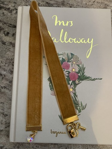 Gold velvet ribbon bookmark - velvet,