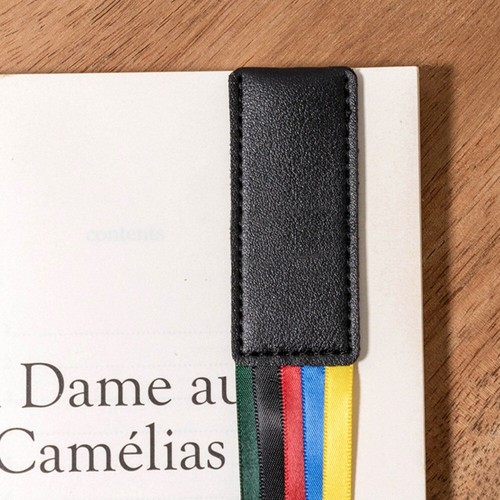 Black ribbon bookmark colorful - black,