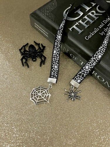 Spider web ribbon bookmark - spider,