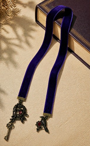 Purple velvet ribbon bookmark - purple,