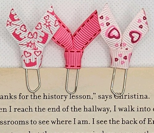 Handmade pink ribbon - pink, paperclip
