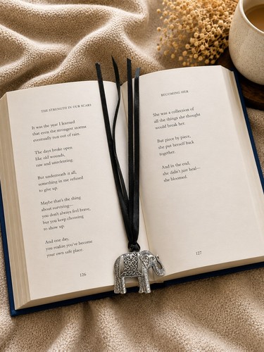 Silver elephant charm - charm, divider