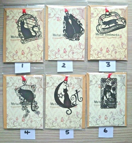 Cat bookmark black metal - -, &