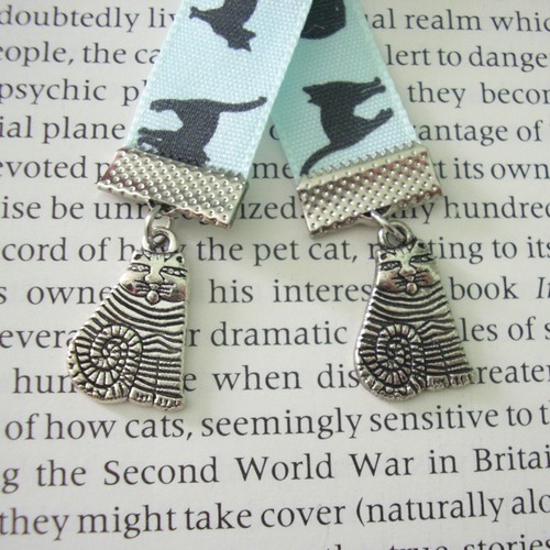 Cat ribbon bookmark - cat,
